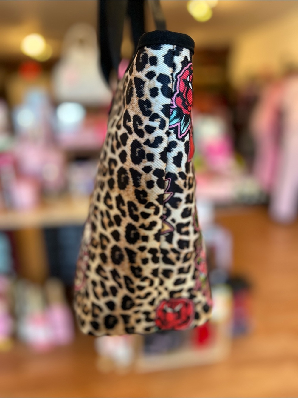 Ed Hardy Leopard Print Pink Skull Tote Bag - Picture 3 of 7
